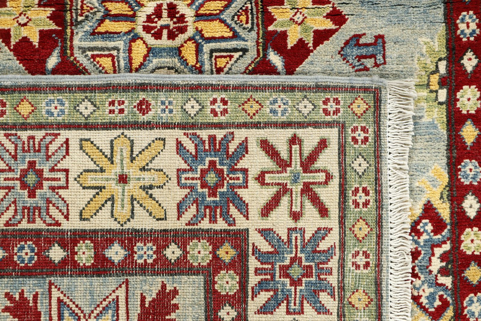 Blue Area Kazak Caucasian Geometric 4x6 Rug photo vinterior