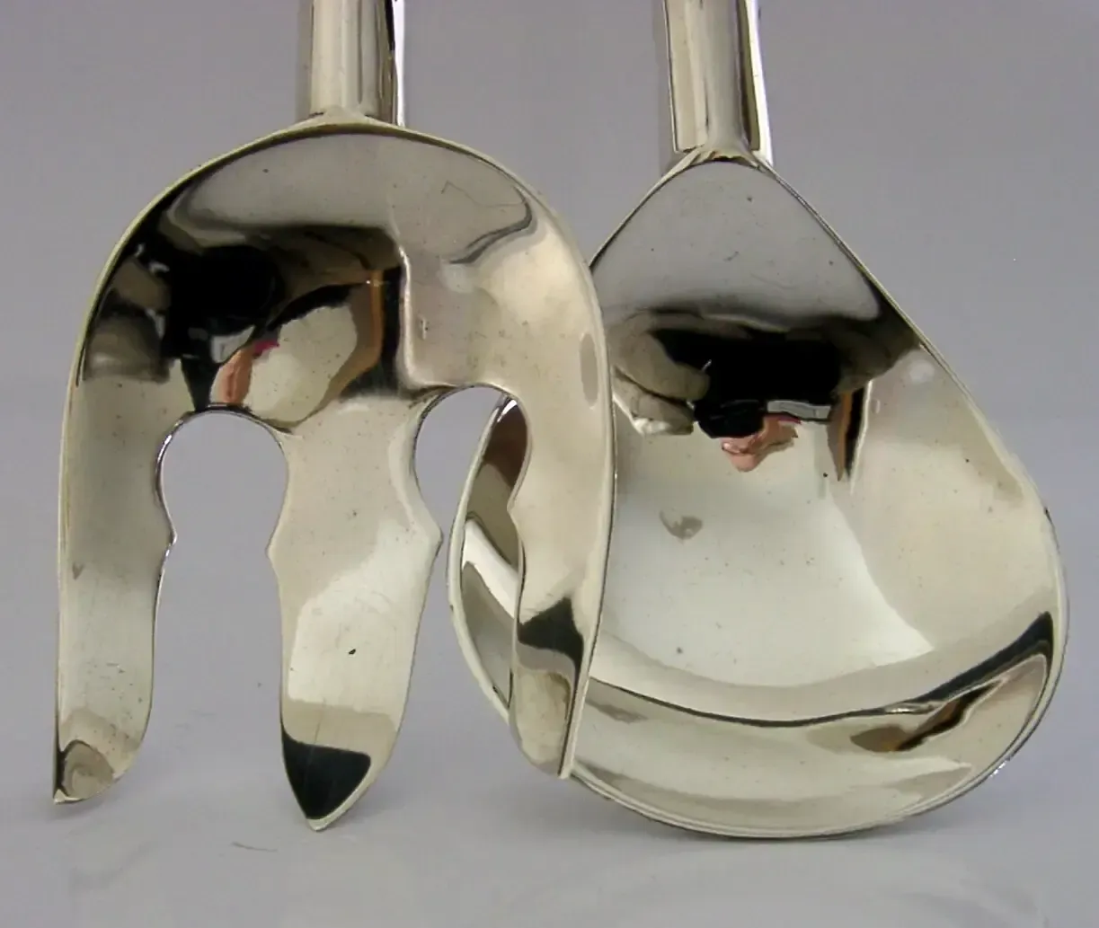 Grandes couverts à salade en argent massif sterling et bois, style Arts & Crafts, vers 1980, Mexique, 120 g photo vinterior
