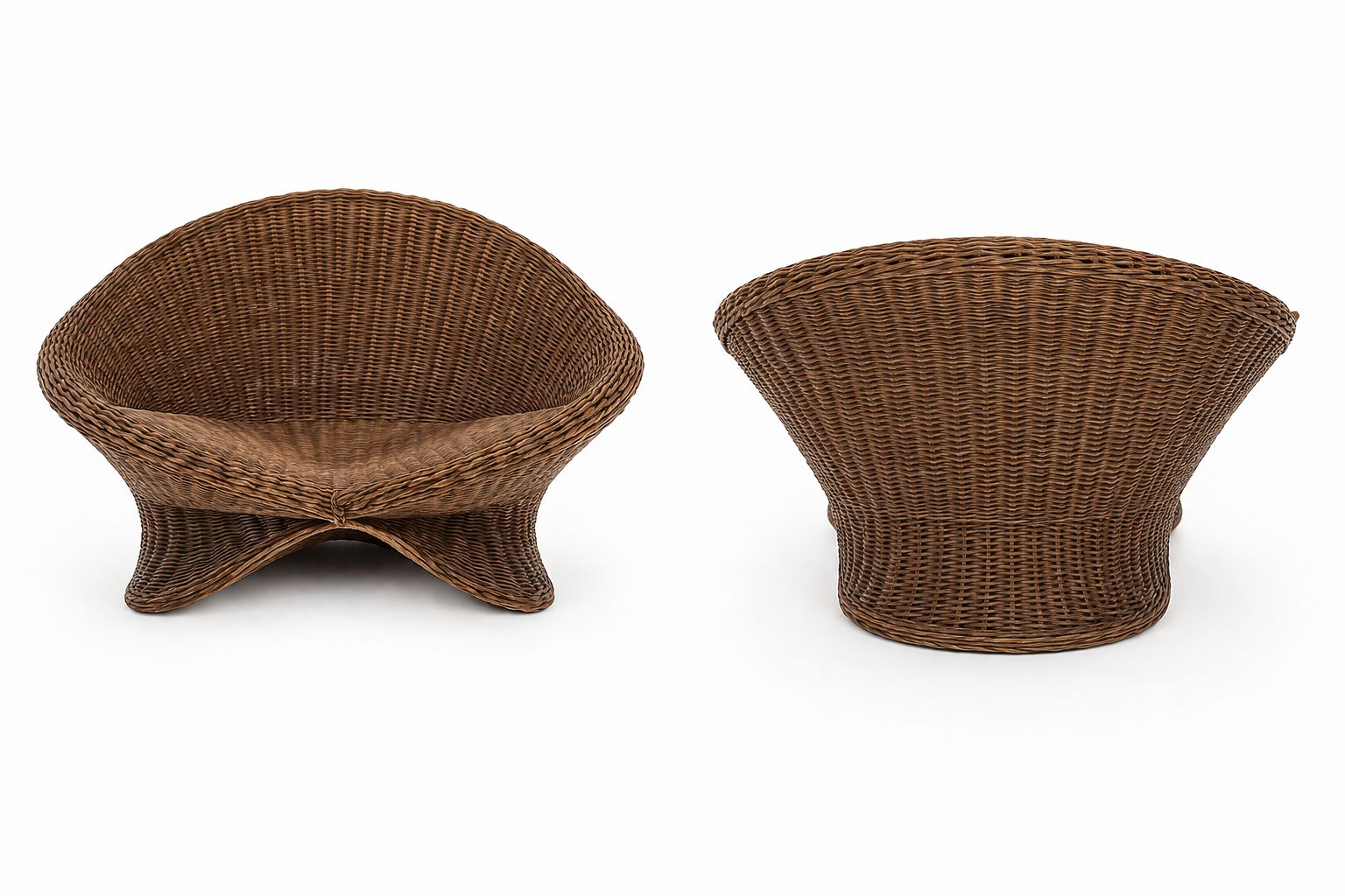 Vintage 1970s Rattan Lotus Chairs – Pair photo for sale
