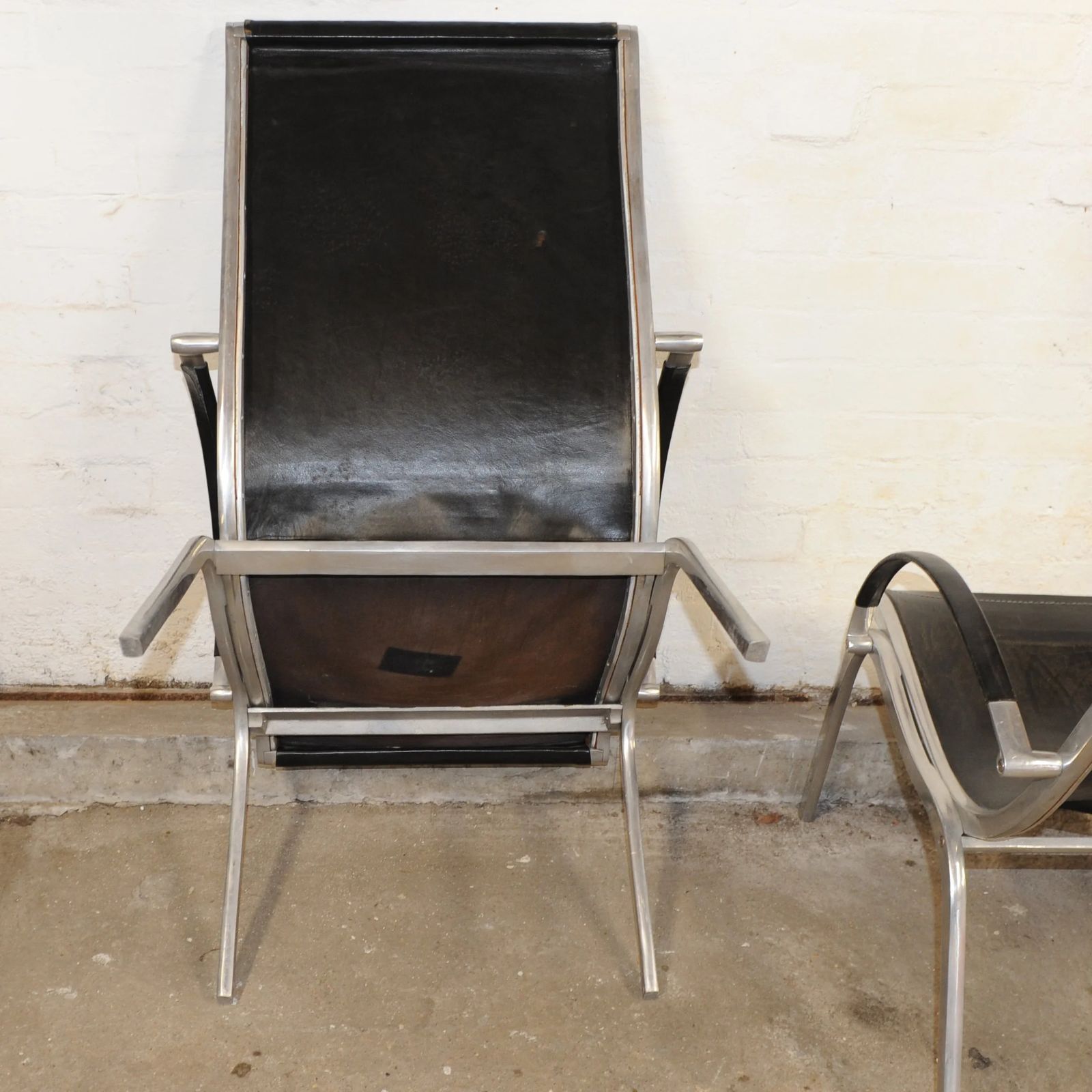 Pair Of Mid Century Leather And Aluminium Lounge Chairs By Rudolf Szedleczky, 1970s photo Furniture