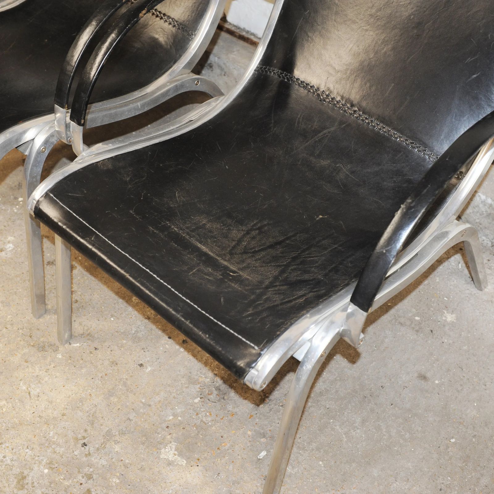 photo furniture Pair Of Mid Century Leather And Aluminium Lounge Chairs By Rudolf Szedleczky, 1970s