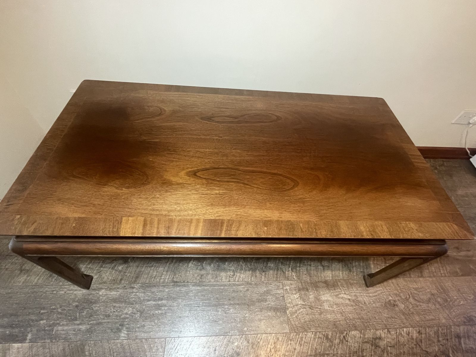 Vintage Mid Century Solid Oak & Wood Veneer Coffee Table — Chinese Chippendale Style Legs photo buy
