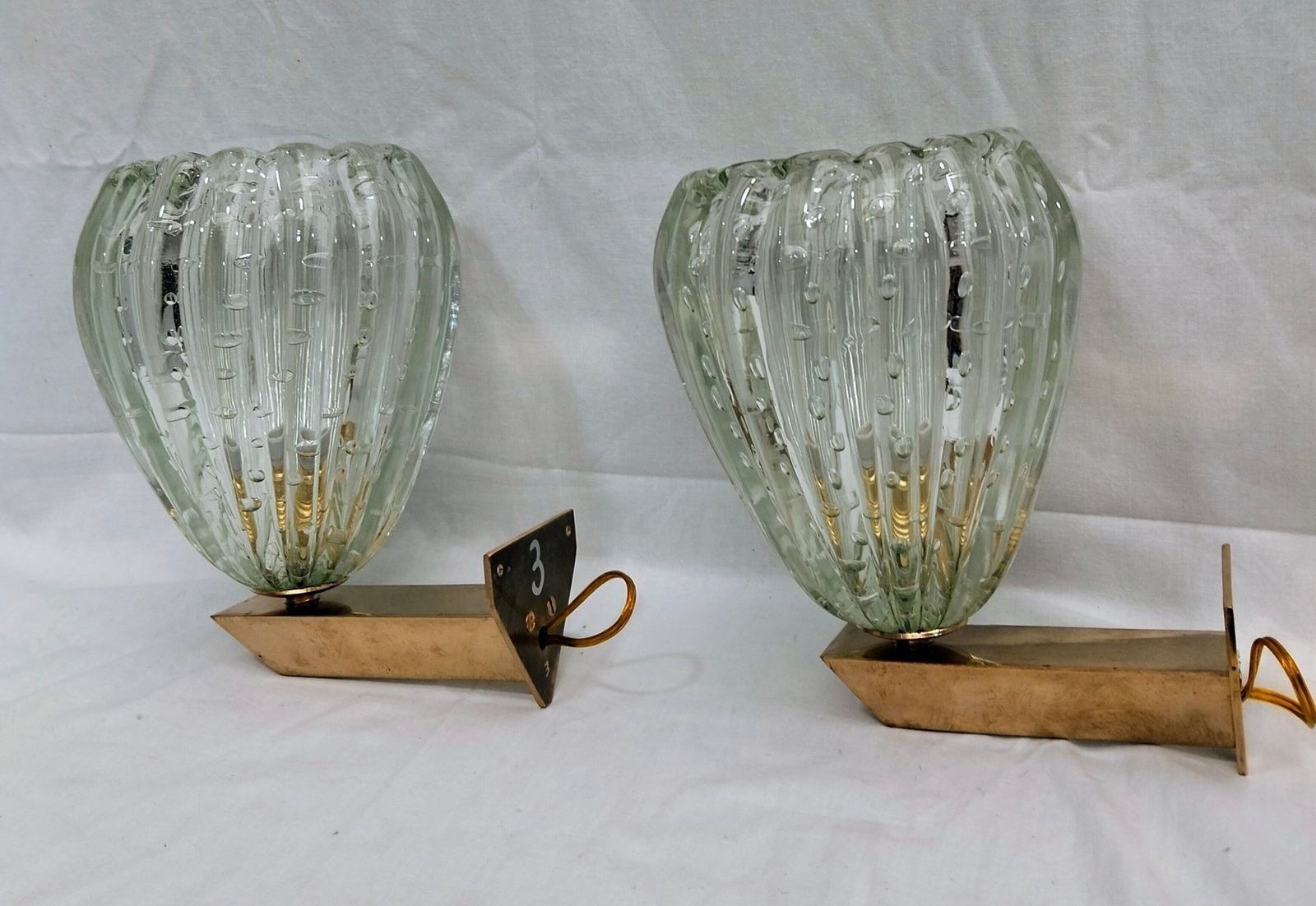 Murano Glass Wall Lights By Ercole Barovier For Barovier & Toso, 1980s, Set Of 2 photo for sale