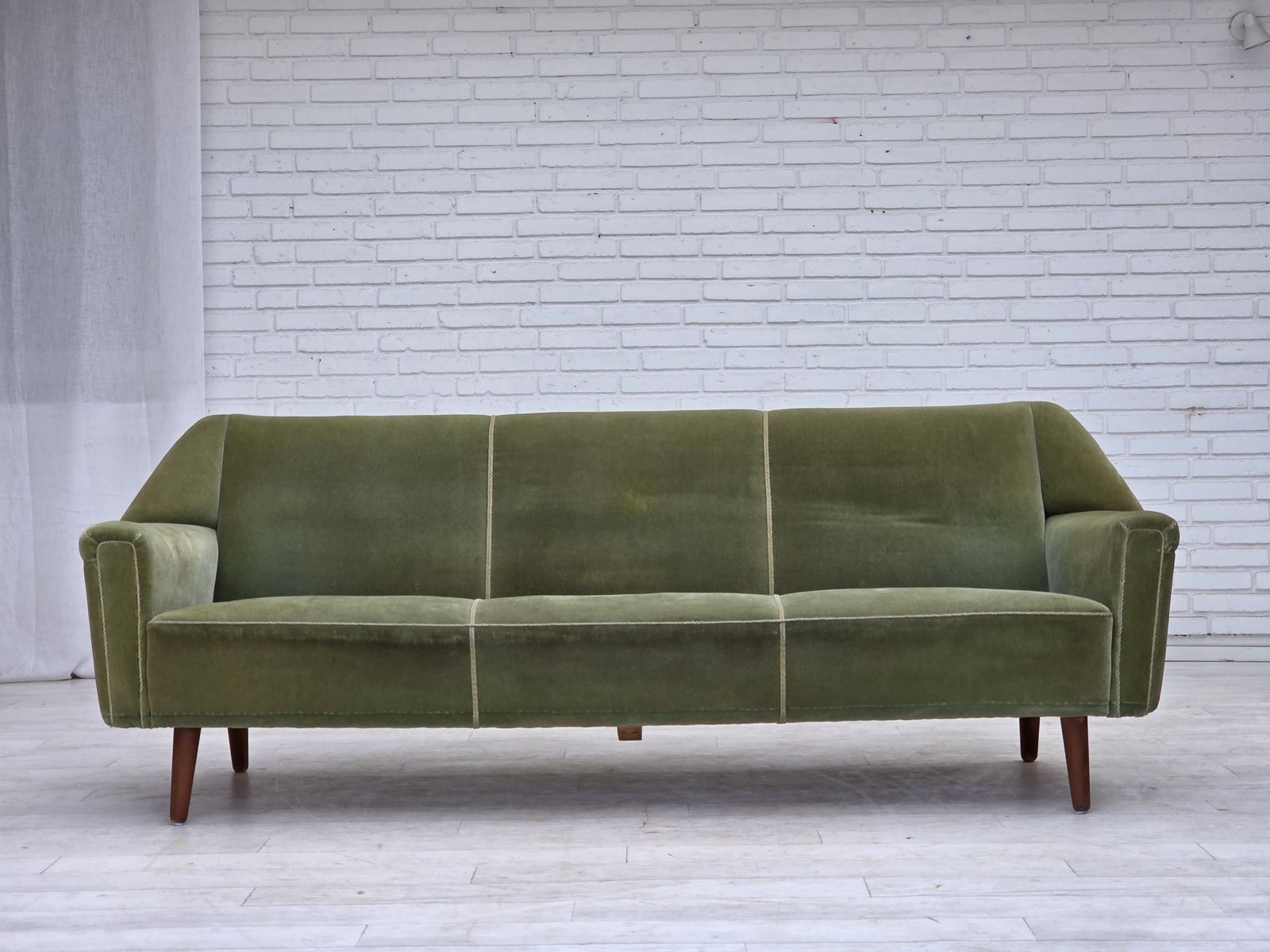 1970s, Danish By Kurt østervig, 3 Seater Sofa, Furniture Velour, Teak Wood. photo furniture
