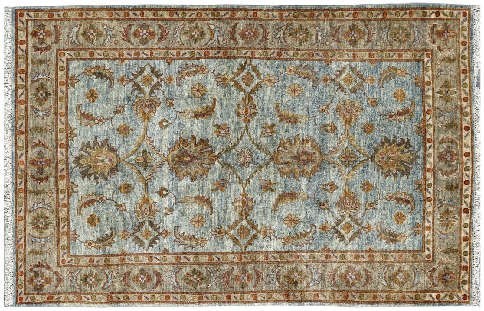 4x6 Blue And Grey Afghan Chobi Oriental Area Rug photo buy