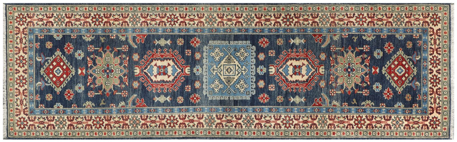 3x10 Blue Karaja Oriental Tribal Wool Runner Rug photo buy