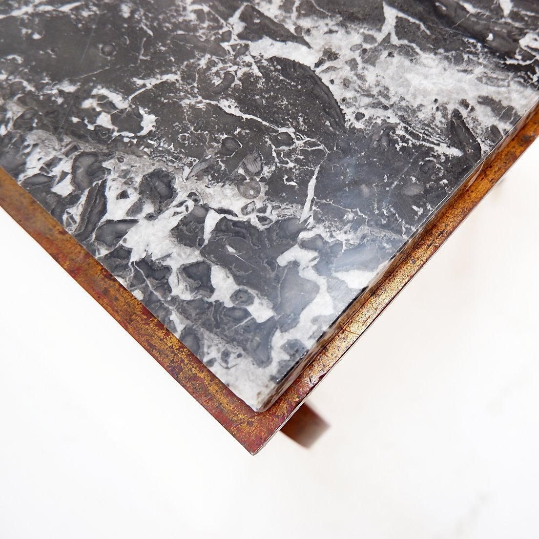Gilt Metal Side Table And Marble Top In The Style Of René Prou photo 1037.0