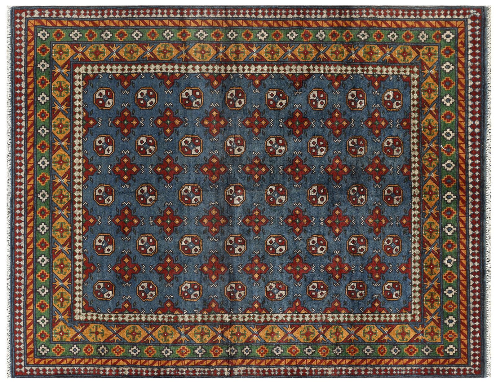 Blue Oriental Turkmen Bokhara Tribal Authentic Rug photo buy
