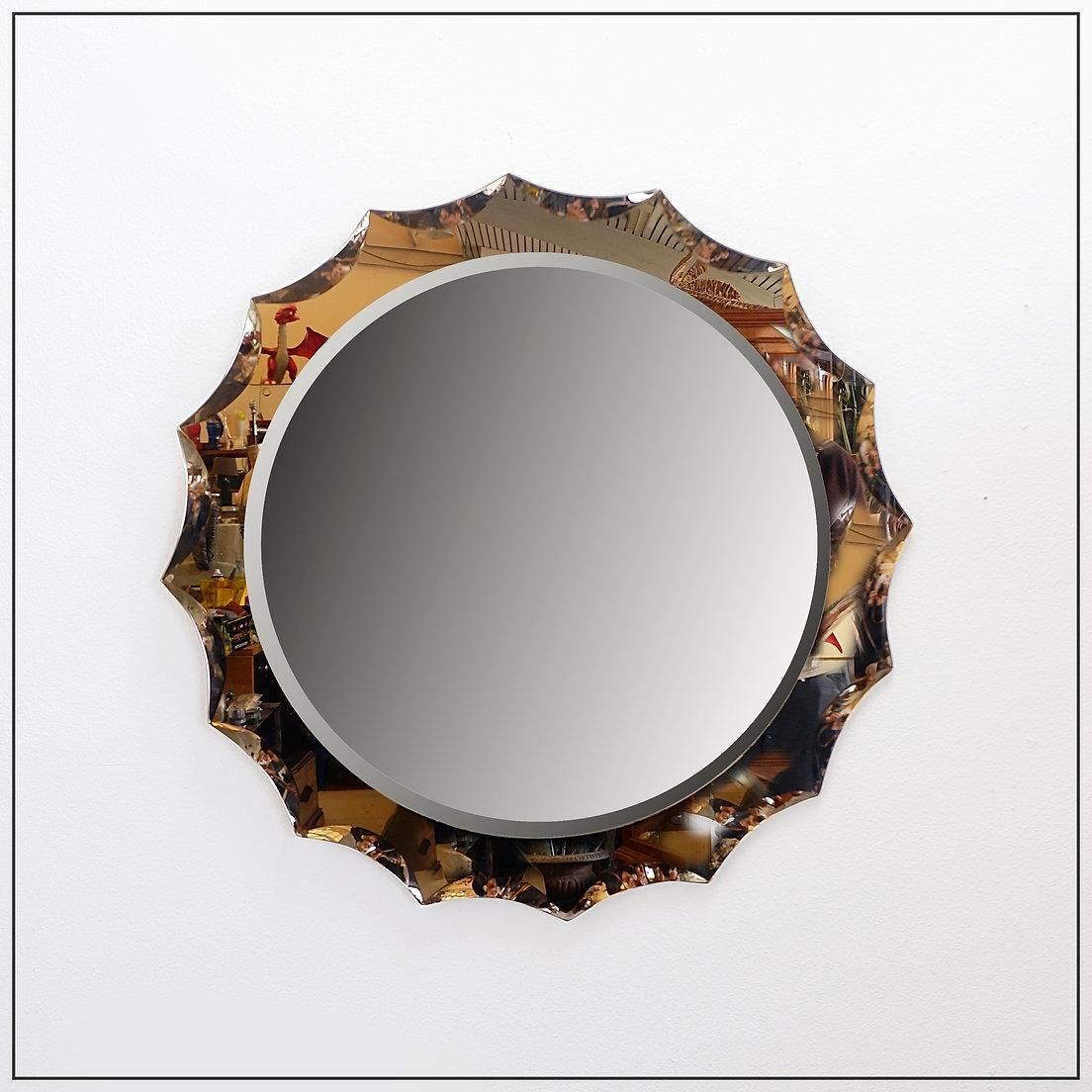 photo for sale Mid Century Wall Mirror In The Style Of Cristal Art, 1960s