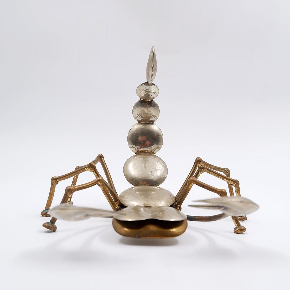 photo buy Brass And Metal Scorpion Sculpture, Mid Century Modern, 1970s, 22x20cm