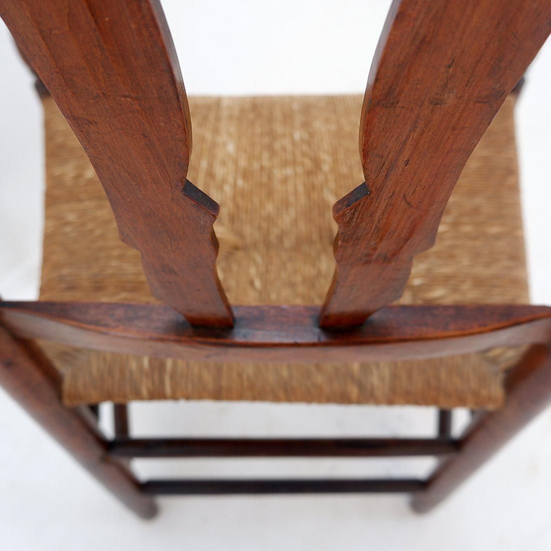 photo vintage Early 20th Century French Country Armchair With High Back Design