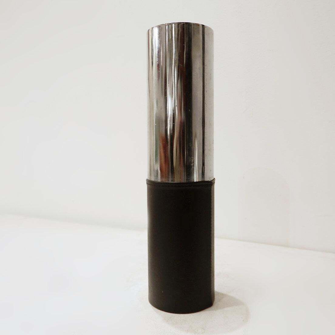 photo for sale Steel And Faux Leather Cylinder Umbrella Stand   1970s