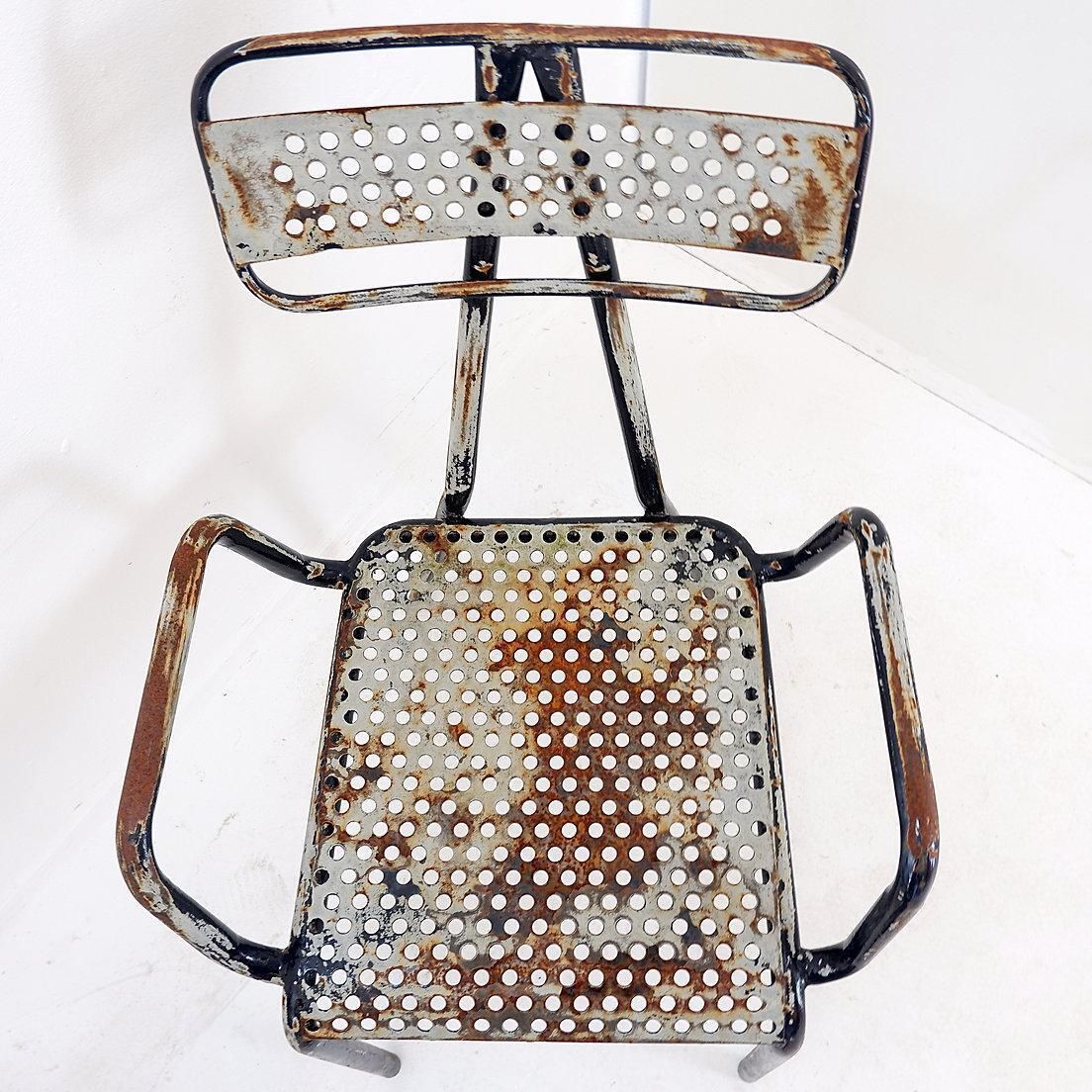 Rene Malaval 'Radar' Metal Mid Century French Garden Chairs Set Of 2 photo for sale