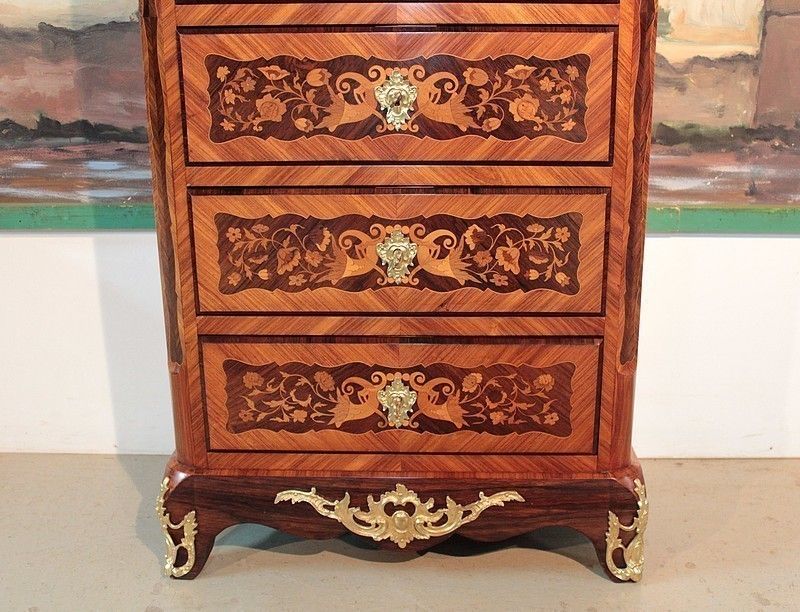 Secretary Chiffonnier Nap.III Inlaid 19th photo for sale
