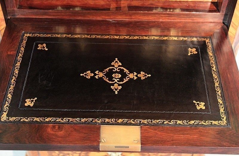 Secretary Chiffonnier Nap.III Inlaid 19th photo vintage