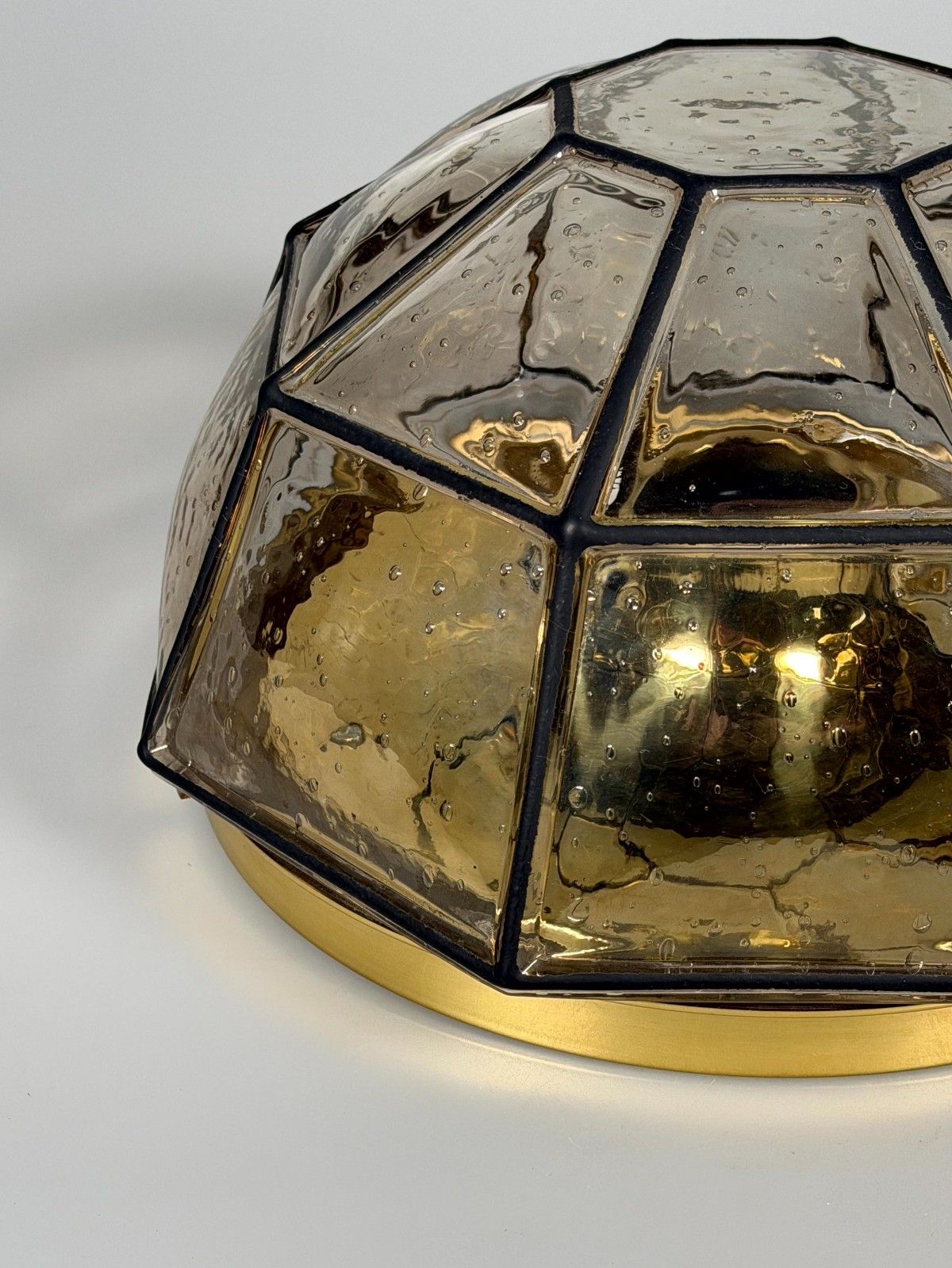 60s 70s Ceiling Lamp Glashütte Limburg Germany Plafoniere Glass & Metal photo Lighting