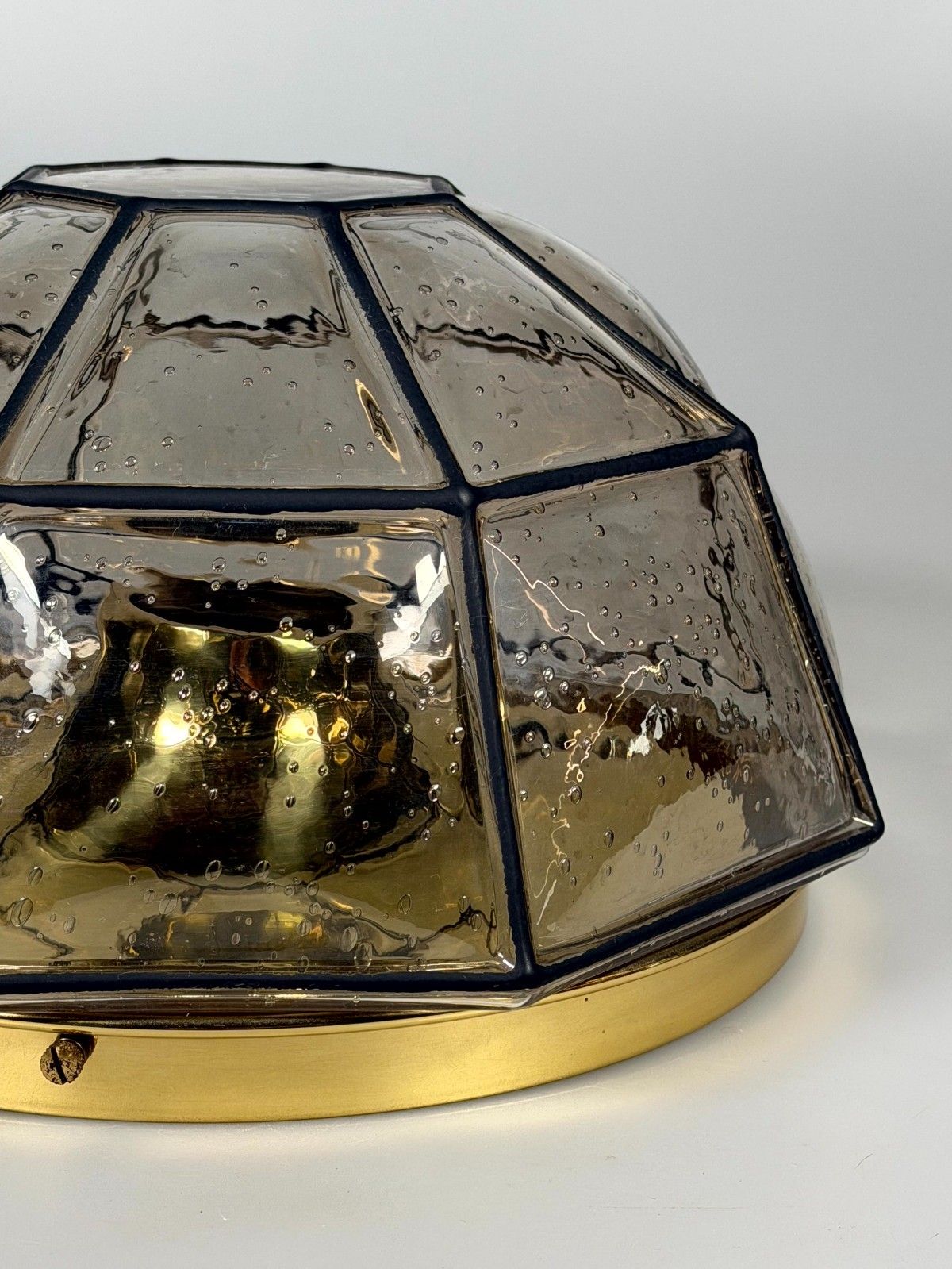 photo vinterior 60s 70s Ceiling Lamp Glashütte Limburg Germany Plafoniere Glass & Metal