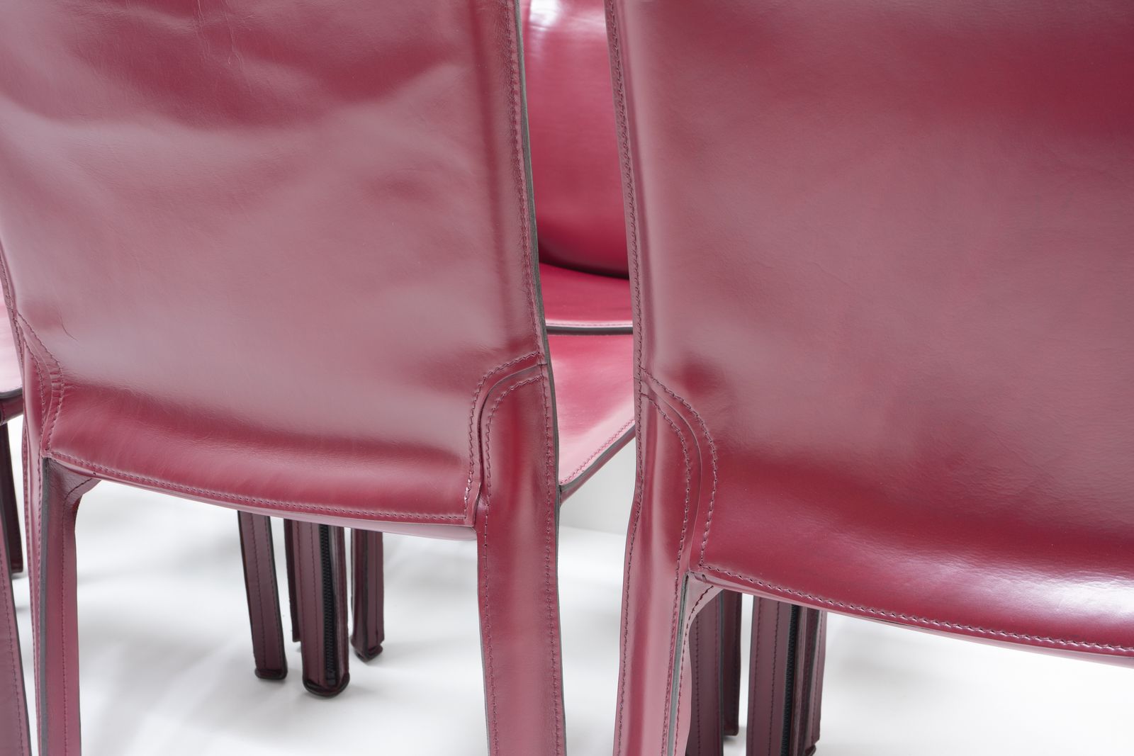 Mario Bellini Cab 412 Sidechairs For Cassina, Bordeaux Red, Set Of 8 photo buy
