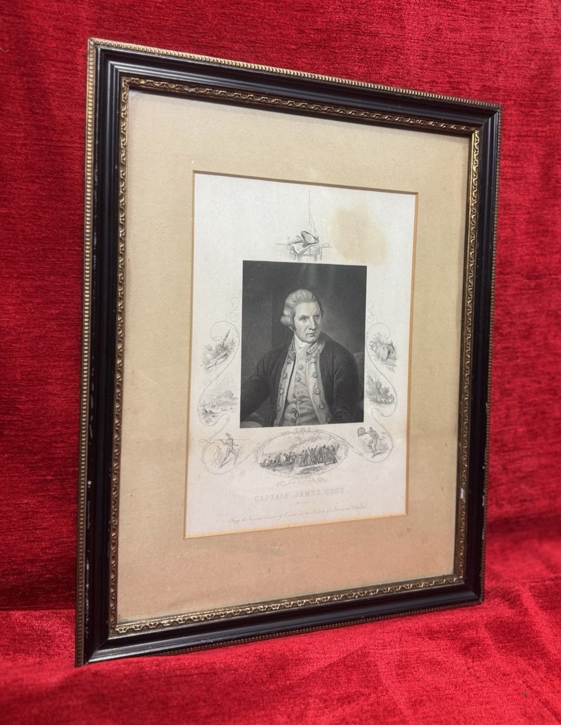 British Explorer Captain James Cook (1728 1779) Antique Engraved Print photo furniture