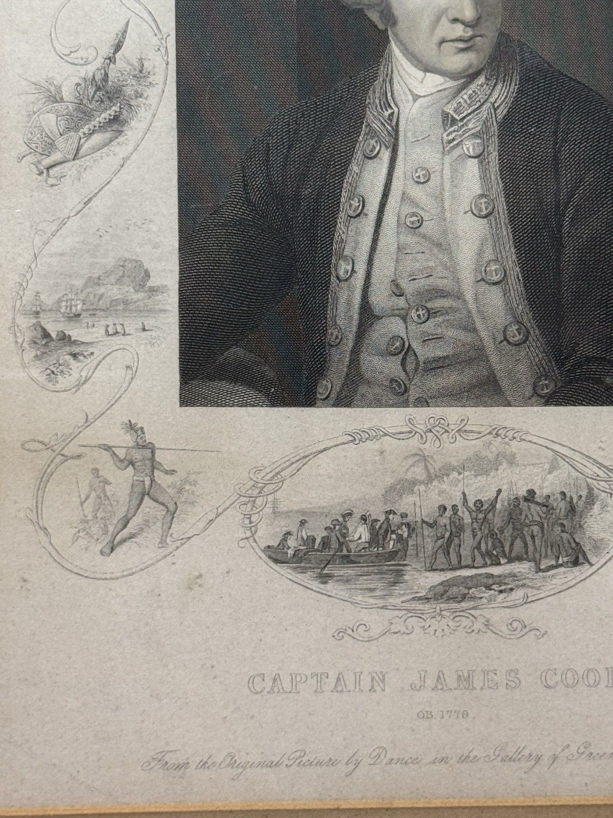 British Explorer Captain James Cook (1728 1779) Antique Engraved Print photo vintage