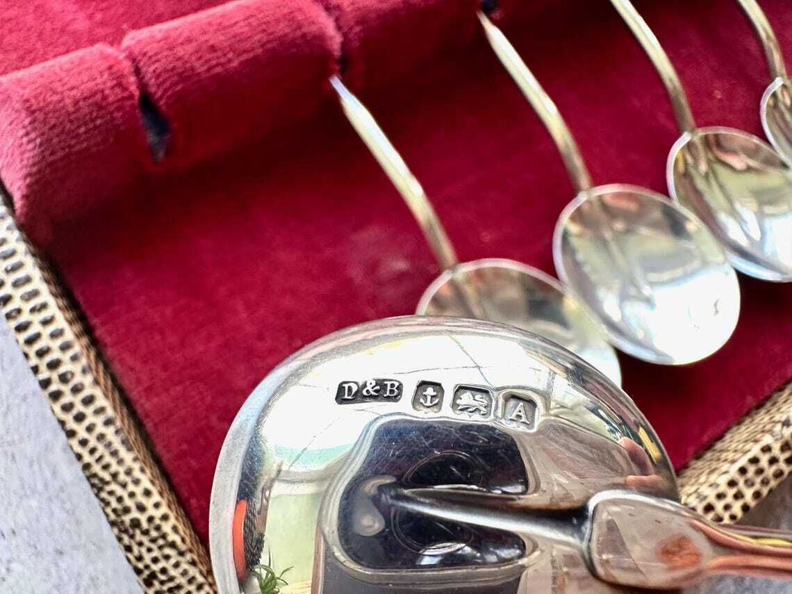 Silver Coffee Bean Topped Spoons Docker And Burn Birmingham 1925 Art Deco photo buy