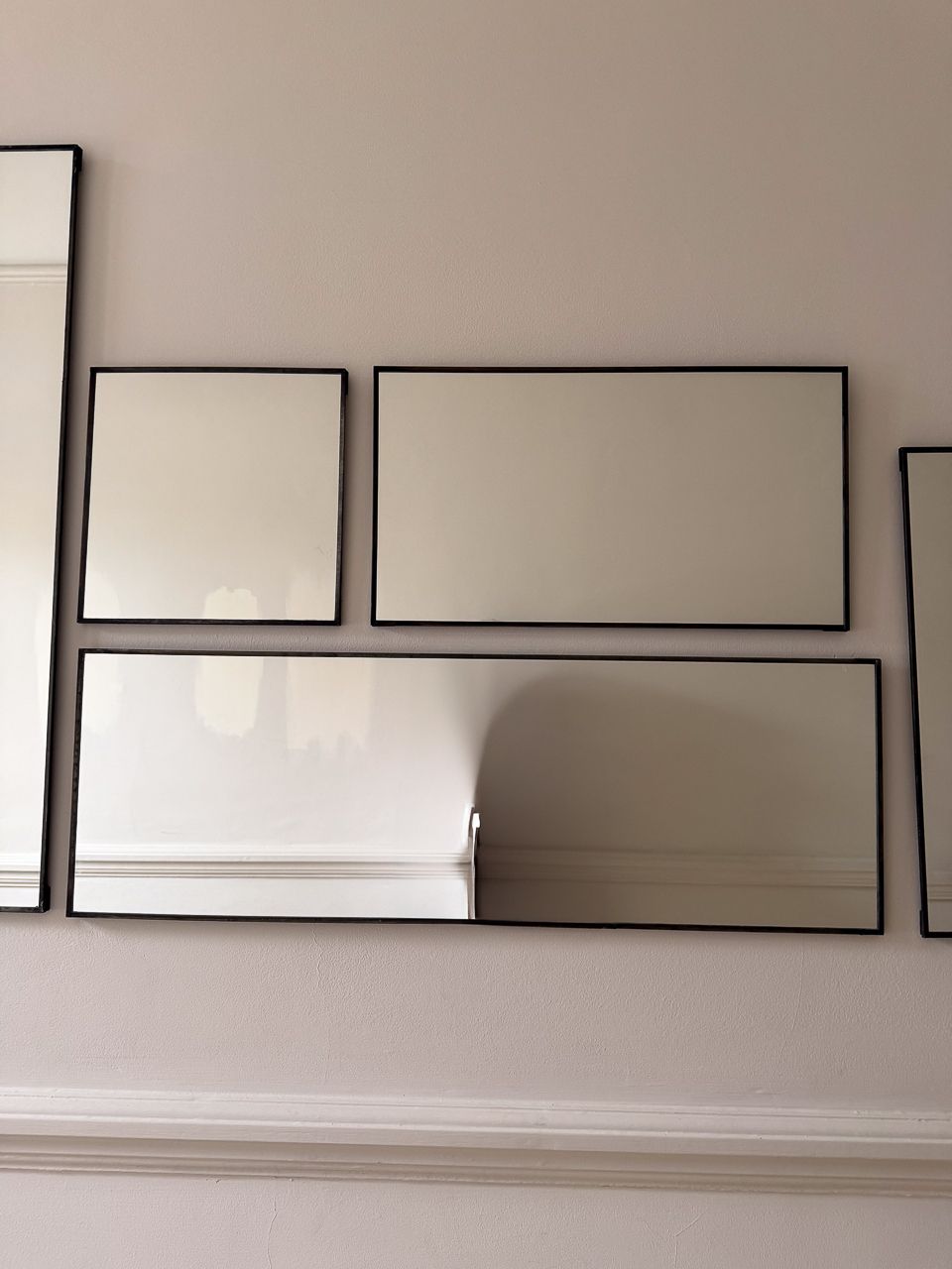 Set Of 7 Modular Wall Mirrors By Caravan In Black Metal Frame photo Home Decor