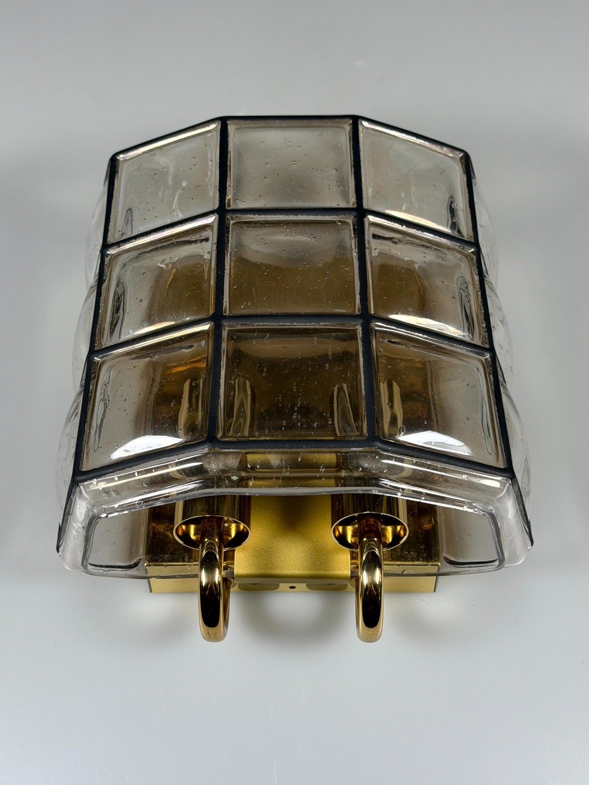 60s 70s Wall Lamp Wall Sconce Glashütte Limburg Germany Glass & Metal photo for sale