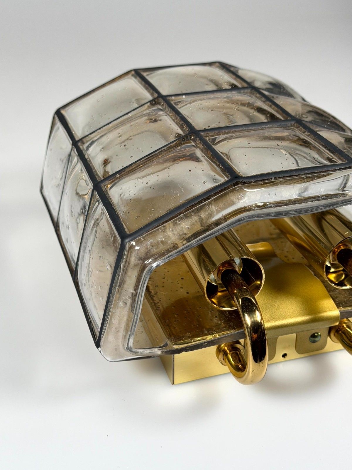 60s 70s Wall Lamp Wall Sconce Glashütte Limburg Germany Glass & Metal photo Lighting