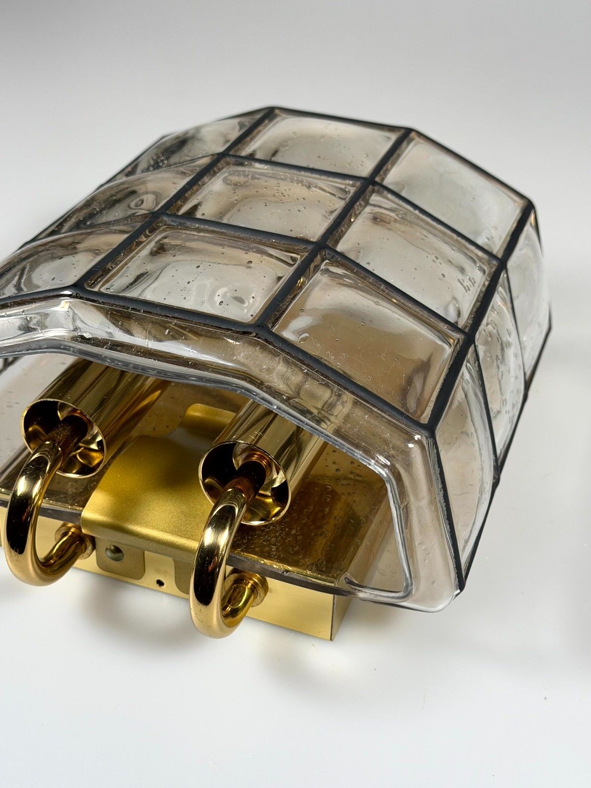 60s 70s Wall Lamp Wall Sconce Glashütte Limburg Germany Glass & Metal photo 346.0