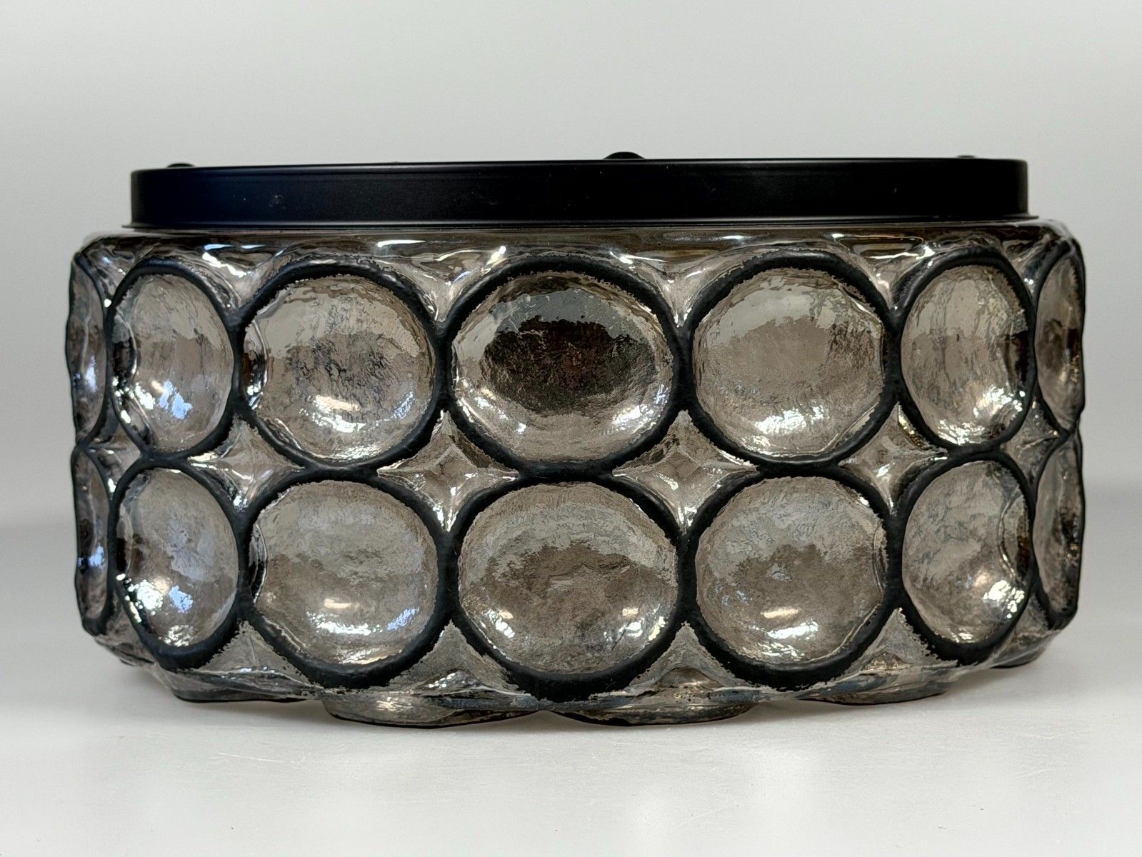 photo vintage 60s 70s Ceiling Lamp Plafoniere Glashütte Limburg Germany Glass & Metal