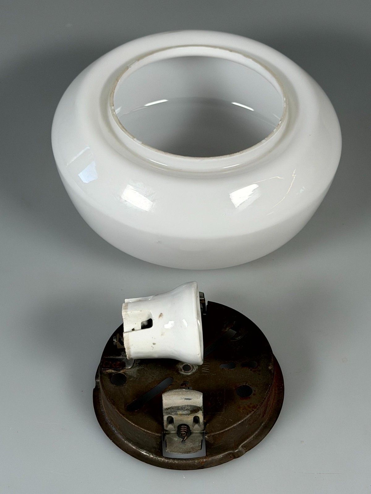 photo for sale 50s 60s Lamp Light Plafoniere Milk Glass Mid Century Glass Design Rzb