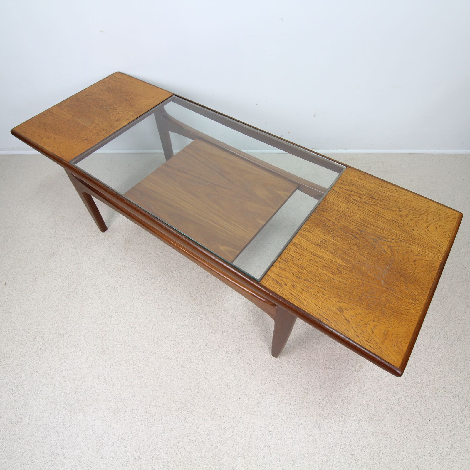 Mid Century G Plan Fresco Teak And Glass Two Tier Coffee Table photo vinterior