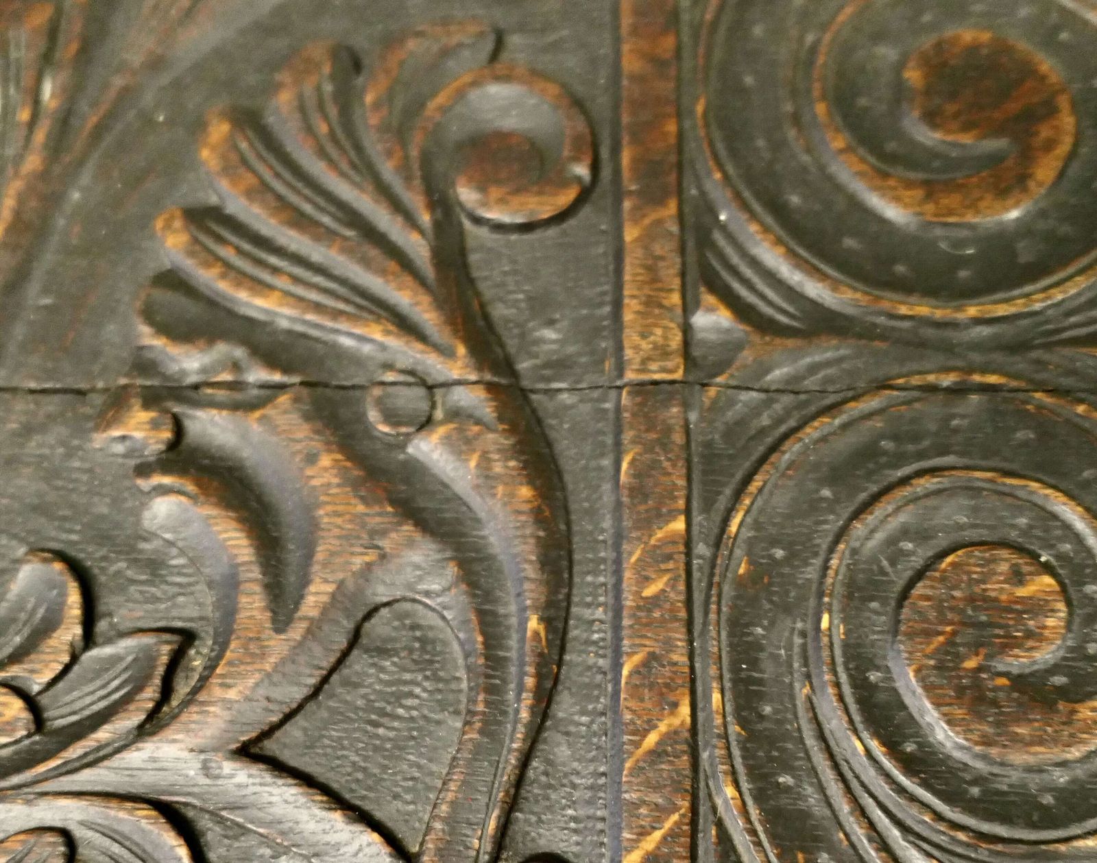 Cottage Size Green Man Carved Oak Mule Chest This Is A Beautifully Carved Mule Chest photo Furniture