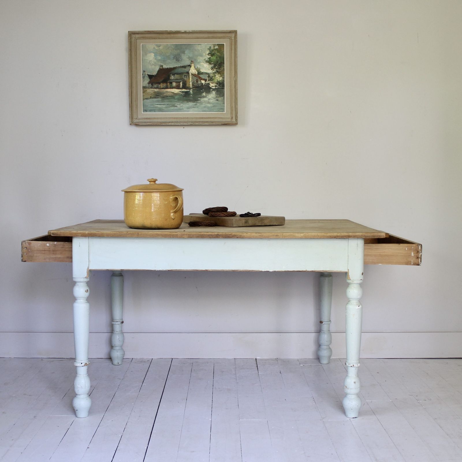 Large Victorian Farmhouse Kitchen Table photo for sale