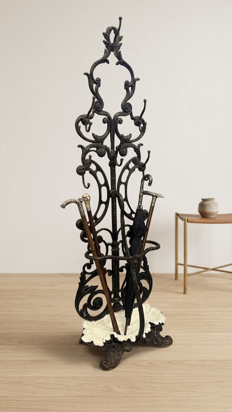Antique Cast Iron Hall Stand, Victorian Coat Rack With Marble Base, Ornate Hall Tree, 19th Century photo 754.0