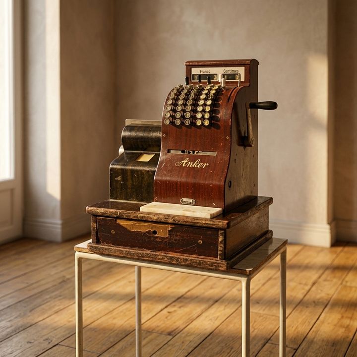 Mechanische Kassa, Vintage Houten Anker, Jaren 1920, Europees