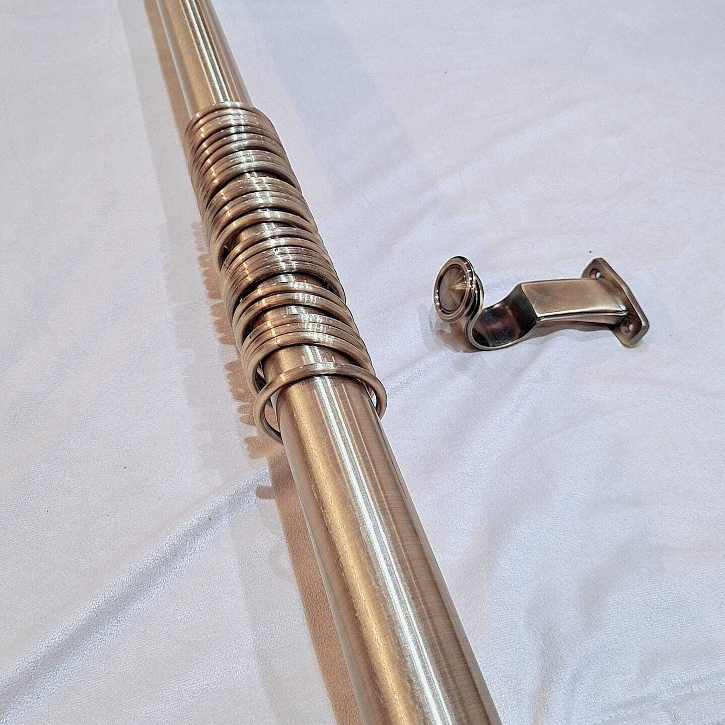 50mm Period Property Curtain Poles – Hand Blown Crackle Glass Finials With Original Matching Rings & Brackets photo 350.0