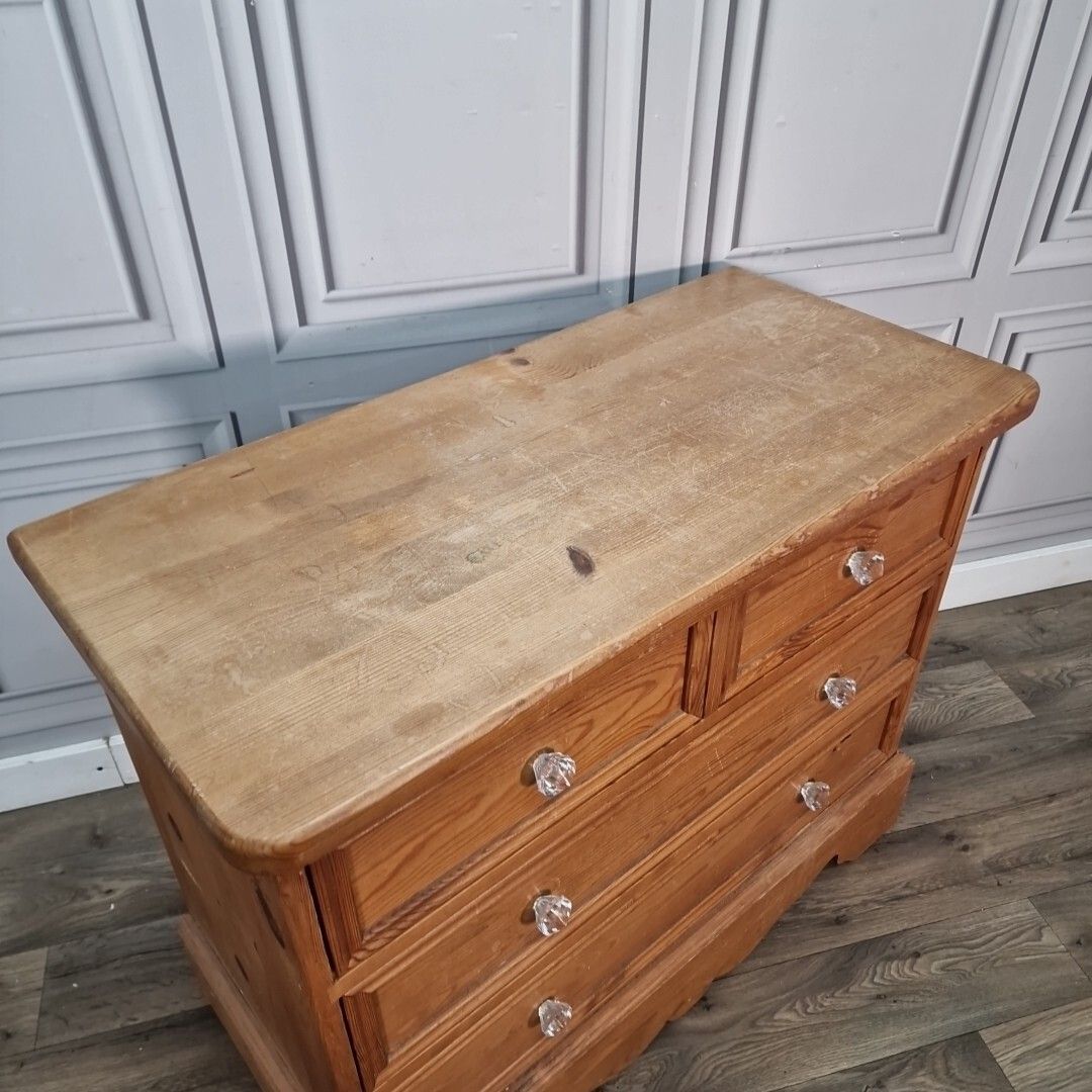 Antique Style Pine Rustic Solid Chest Of Drawers Country Farmhouse Victorian photo for sale