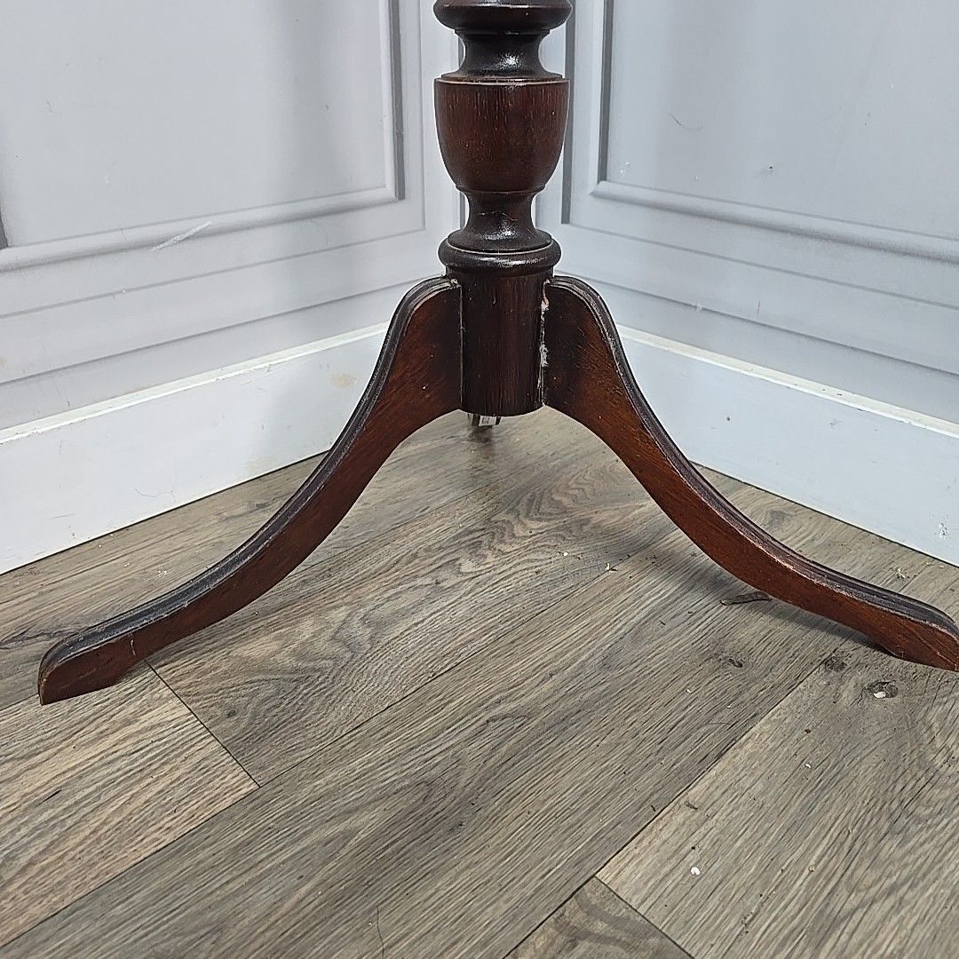 Antique Plant Stand Table Tall Wooden Turned & Carved Torchere Solid Mahogany photo for sale
