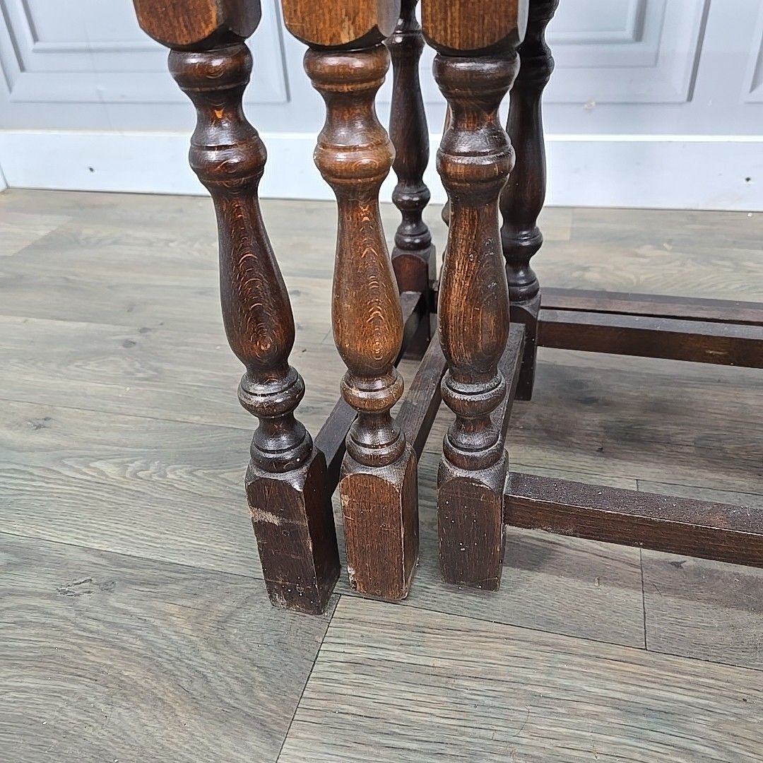 Vintage Nest Of Tables 3 Oak Wooden Coffee Side Lamp Turned Wood Retro Nesting photo Furniture