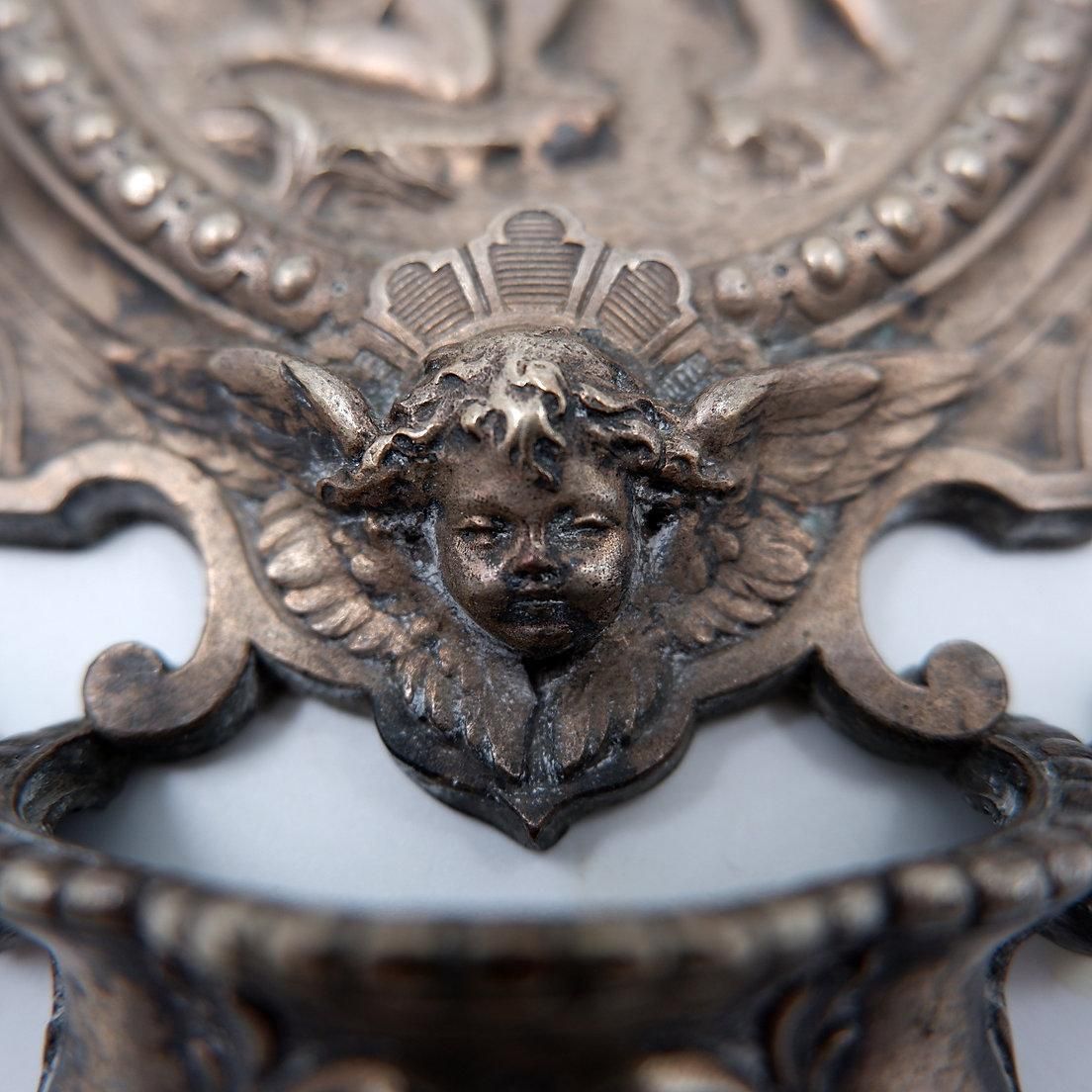 Holy Water Font Depicting "The Baptism Of Christ" In Silver Plated Copper   19th photo furniture
