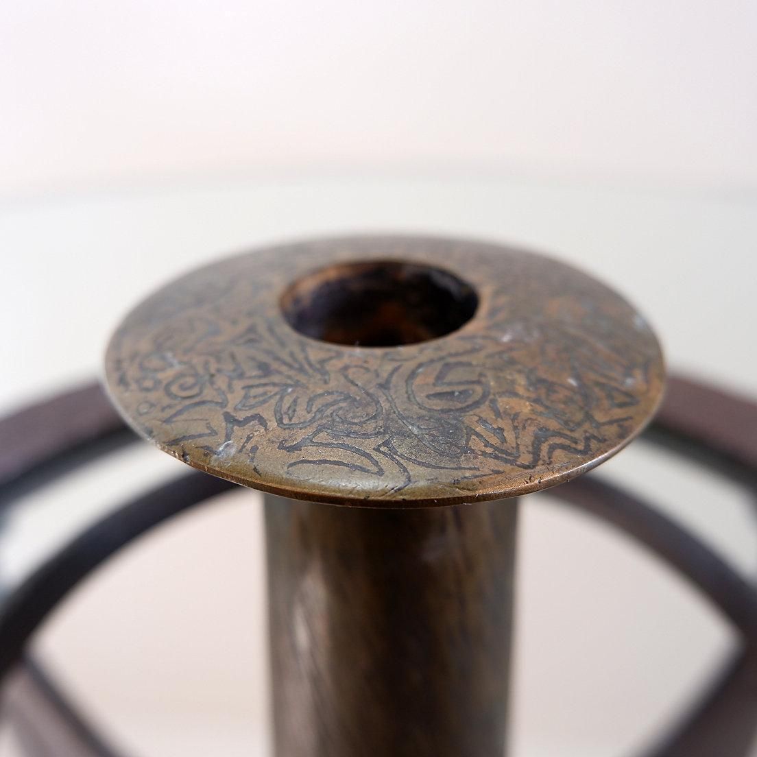 Vincent Wegnez Sculptural Bronze And Glass Console Table   Signed / Belgium 20th photo vintage
