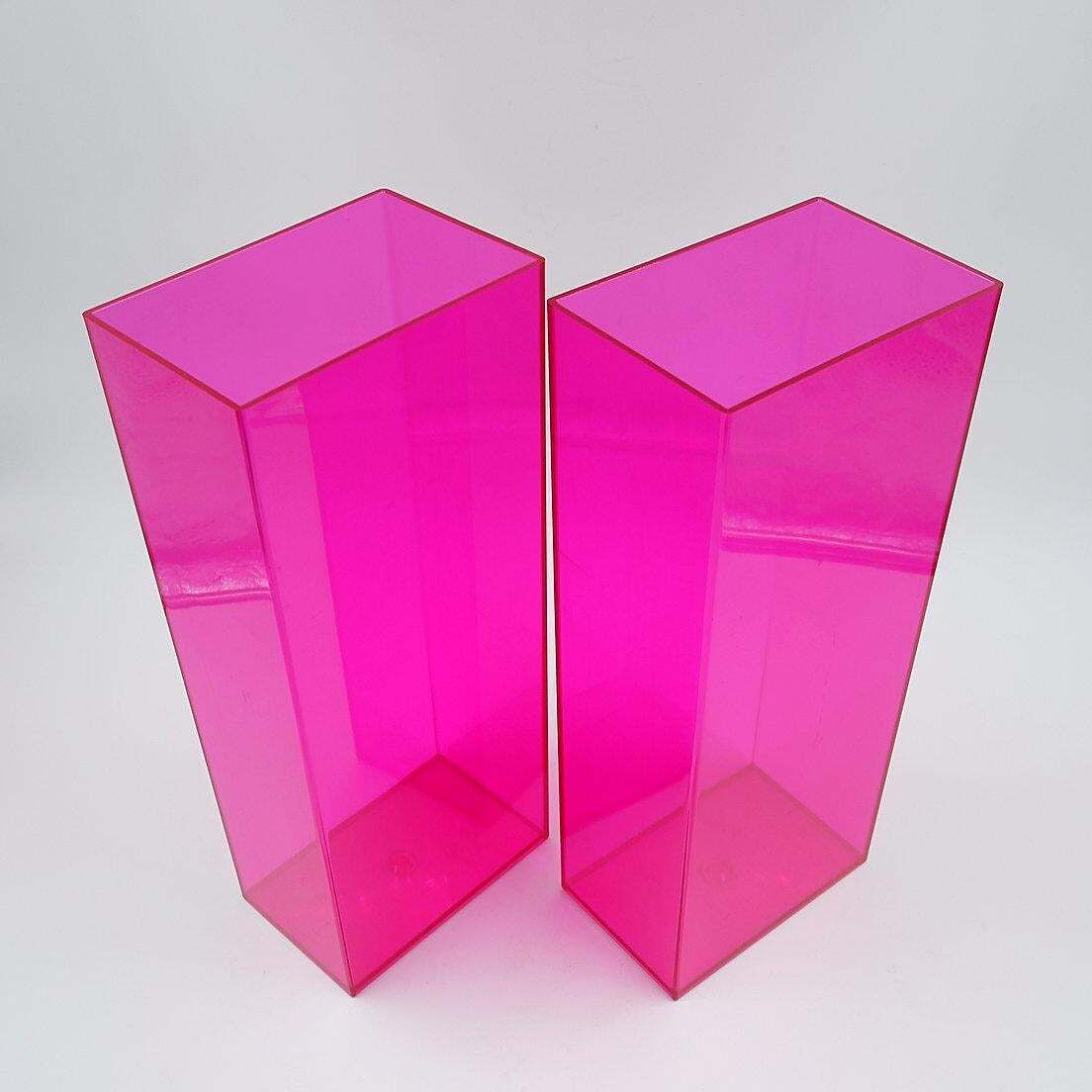 Modern Large Pink Acrylic Vases, Pair For 21st Century Home Decor photo furniture