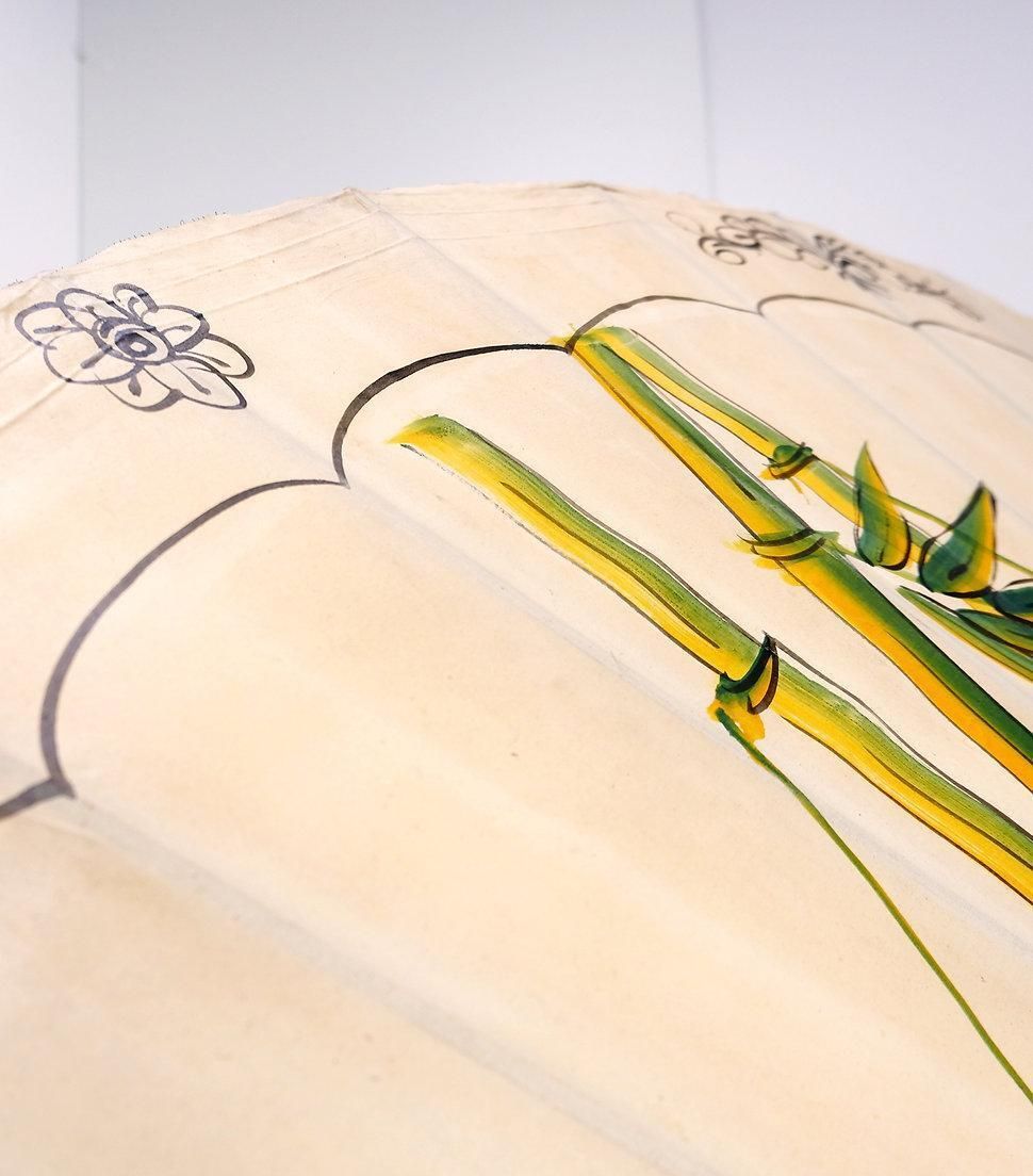 Large Handpainted Asian Parasol On Rice Paper   Chinese Cranes And Bambo ø 215cm photo buy