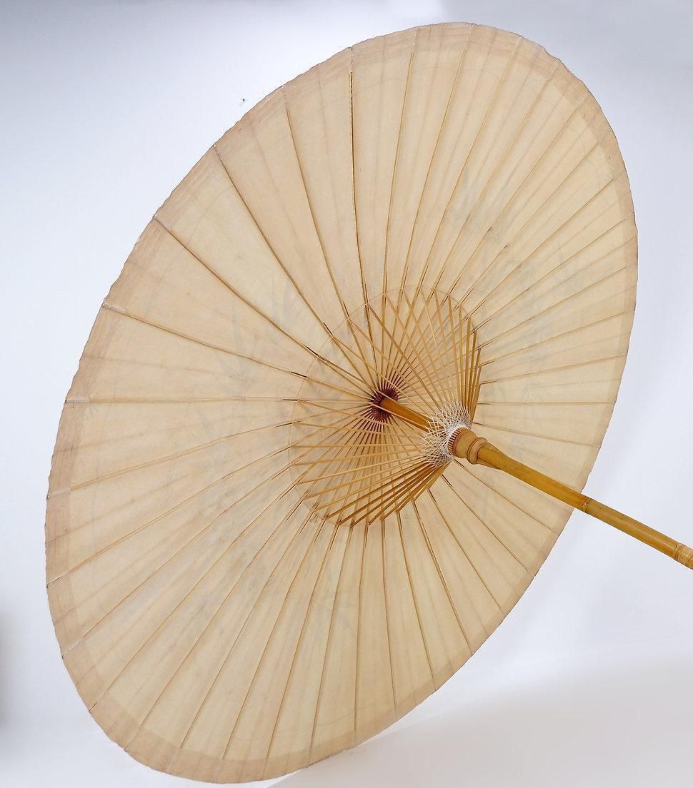 photo for sale Large Handpainted Asian Parasol On Rice Paper   Chinese Cranes And Bambo ø 215cm