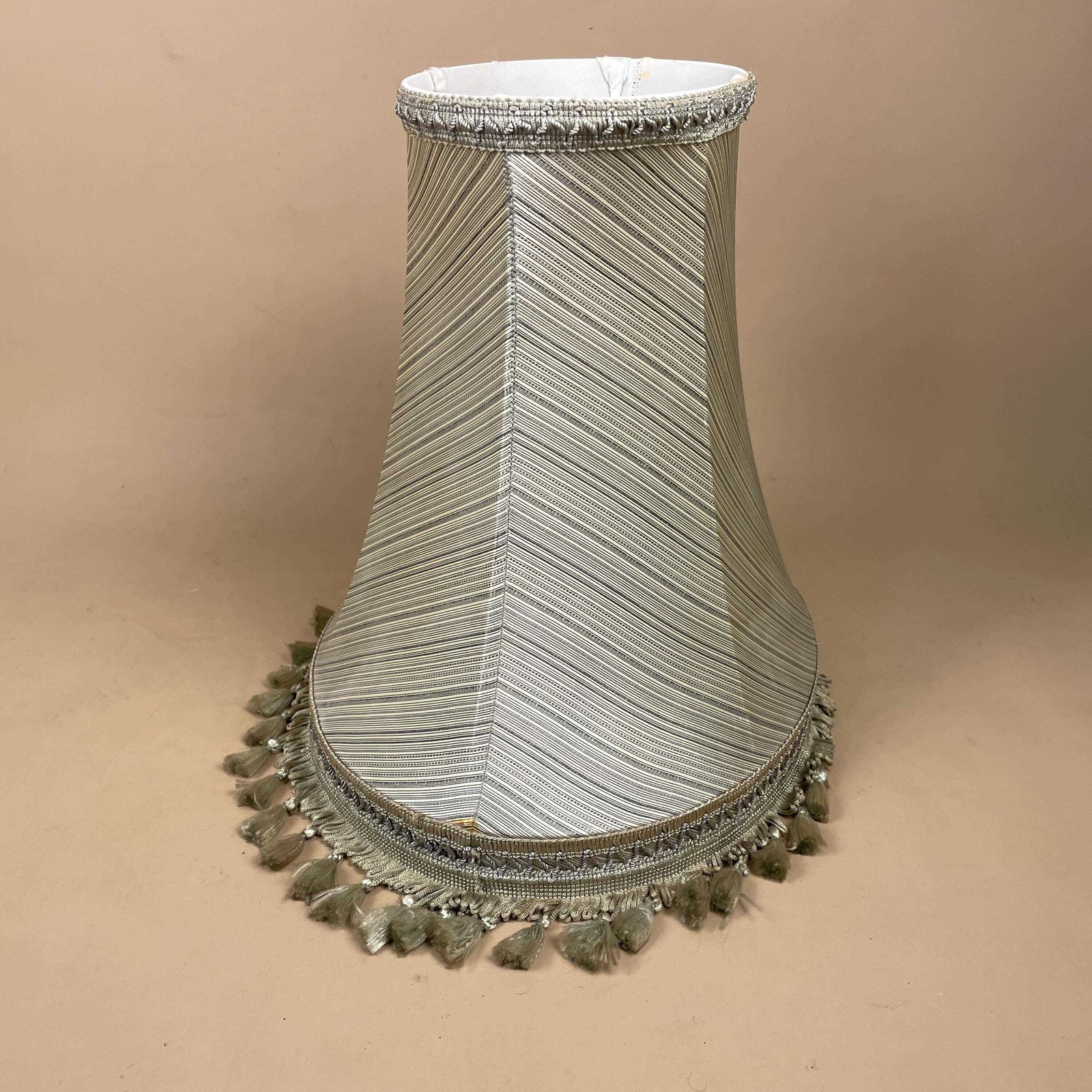 Vintage Empire Lampshade Tassel Fringe Trim Fabric Green Frilly Fringe Downton Abbey Traditional Classic Lamp Shade photo vinterior