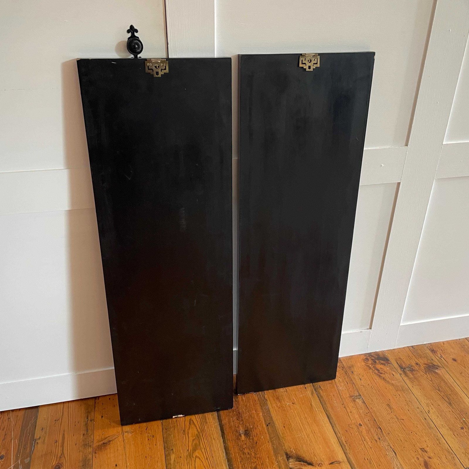 235.0 Japanese Soapstone Wall Panels Figures Black Lacquer Pair Oriental Screens Pictures Decorative Asian Wall Hanging photo
