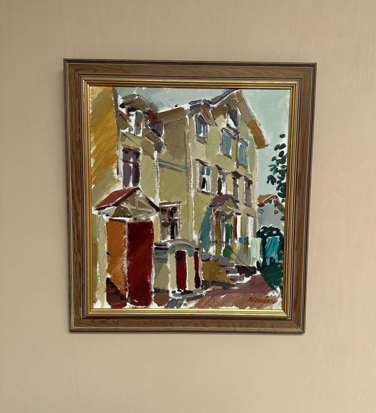 Original Swedish Oil On Canvas – “Södra Kyrkogatan 50” By Gösta Stawåsen,  1970 – Vintage & Framed – 69.5 × 62.5 Cm (Approx. 27.4" × 24.6") photo 645.0