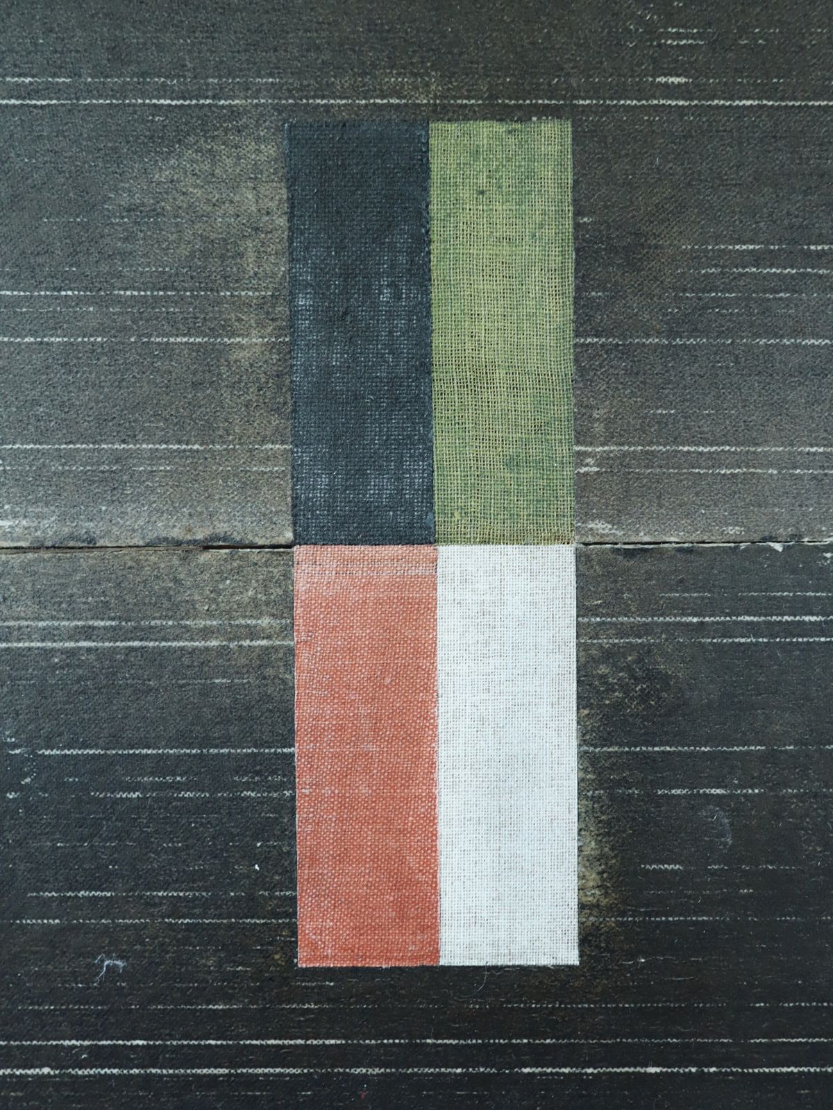 Geometric Collage In Dark Brown, Mixed Media On Wooden Panel, 2026 photo vintage