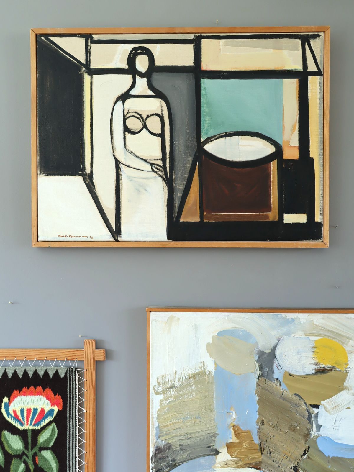 Figure In Constructed Room Oil Painting photo furniture